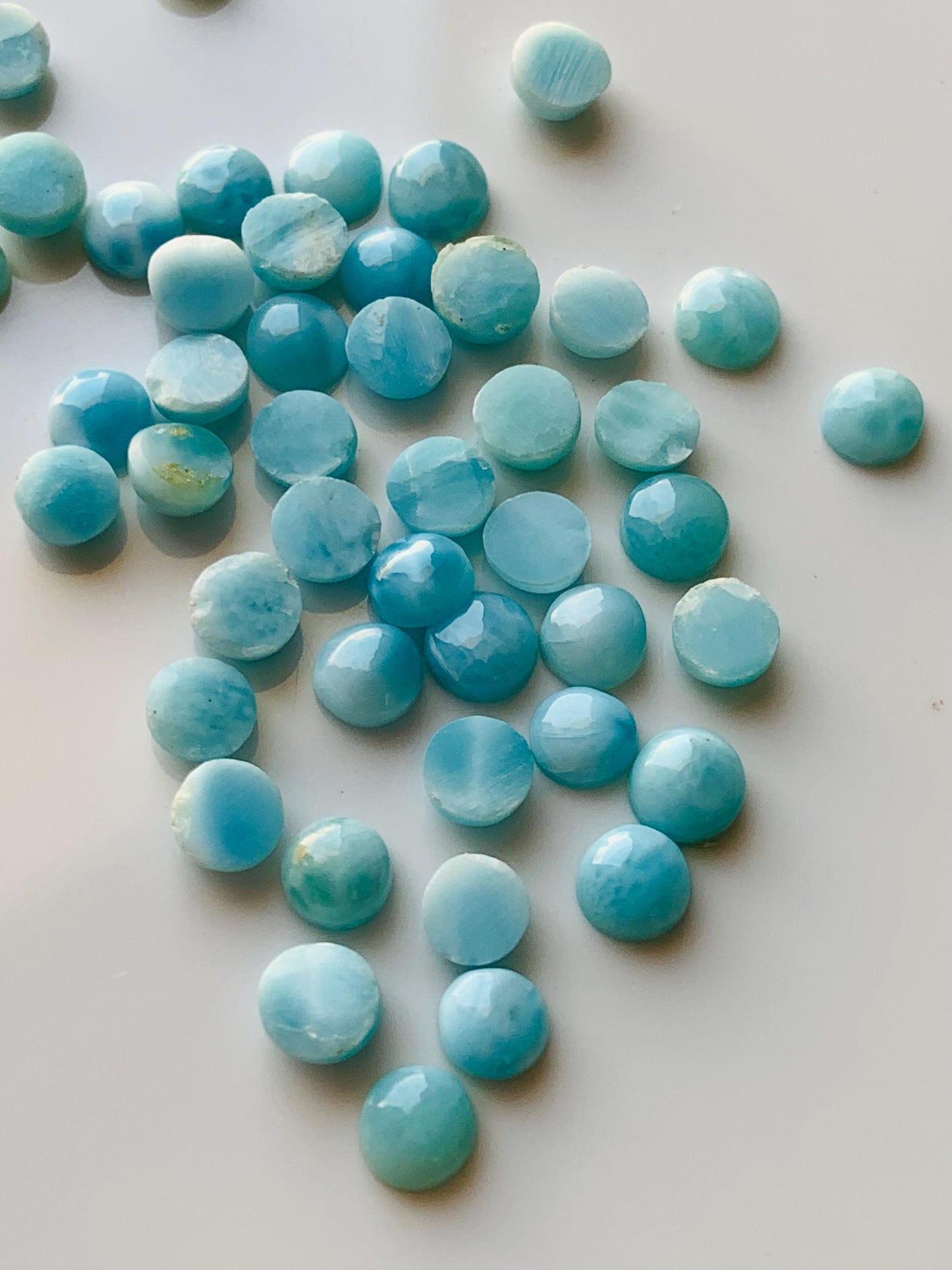 Natural Larimar Cabochons: Smooth Round Gemstone, Loose Stone - Jewelry Making gift for her