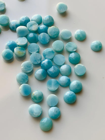 Natural Larimar Cabochons: Smooth Round Gemstone, Loose Stone - Jewelry Making gift for her
