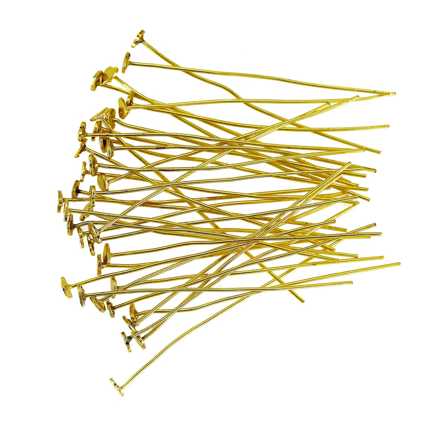 Gold-Plated Heart Headpins – 50 PCS 52mm Decorative Jewelry Findings