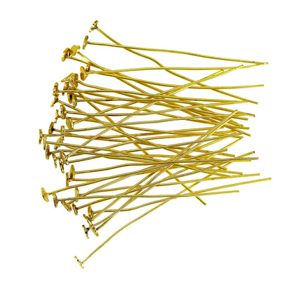 Gold-Plated Heart Headpins – 50 PCS 52mm Decorative Jewelry Findings
