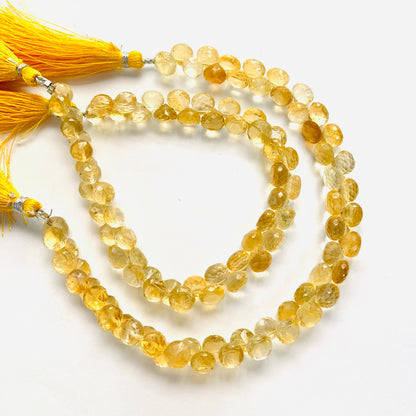 Natural Citrine Faceted Onion Beads 7mm | 8 Inch Strand Wholesale Gemstone