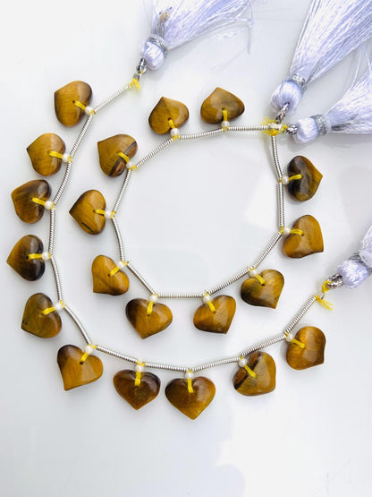 10 Pcs Natural Tiger Eye smooth heart shape face drill gemstone Fancy shape Briolette gemstone bead for jewelry Size 8x10x5 gift for her