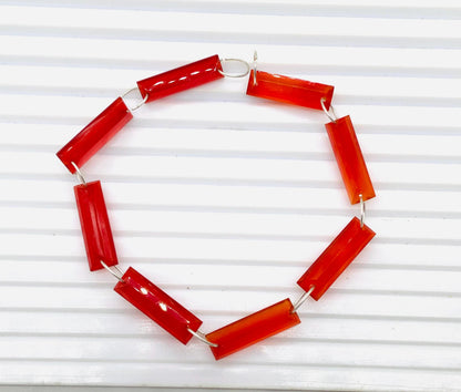 Natural Carnelian Baguette Step-Cut Faceted Beads 20x6x4mm – 10 Pieces Both-Side Face Drill