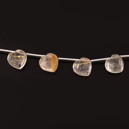 Natural Golden Rutile 10mm Heart Shape Beads | Faceted Gemstone Jewelry