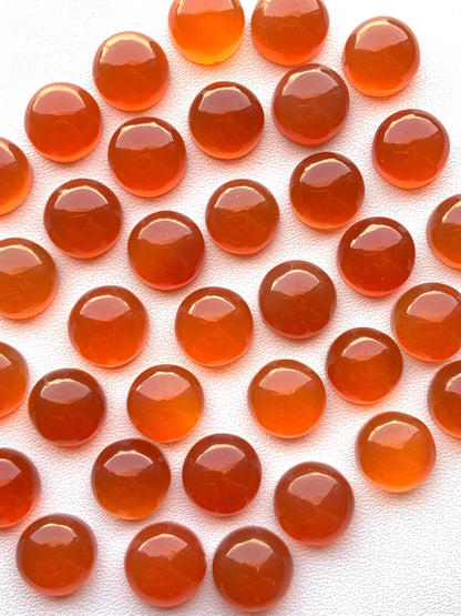 Natural Carnelian Smooth Round Gemstone Cabochon, CALIBRATED Loose Stone Cab, Round Jewelry Making Cabochon Semi Precious Cabochon for rings