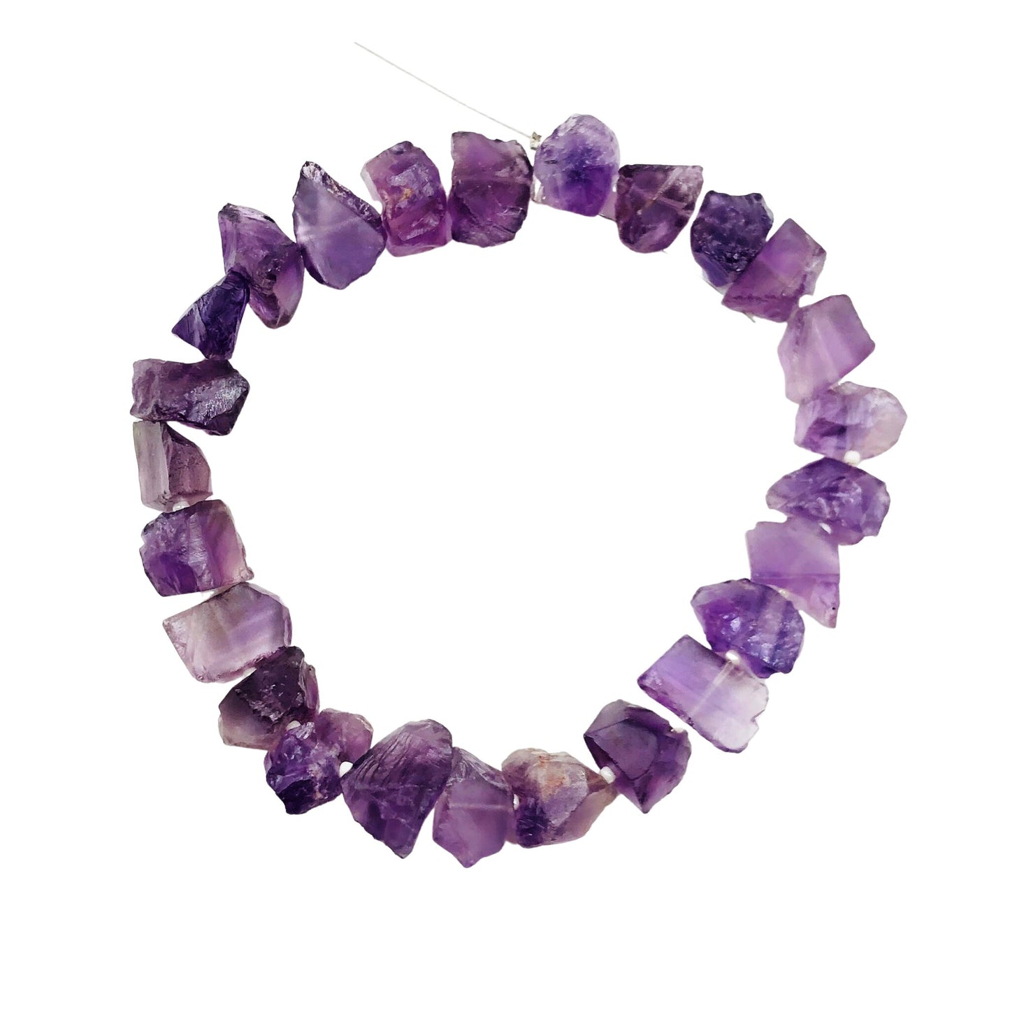 Natural Amethyst Rough Center Drill Gemstone Beads 25 Pcs