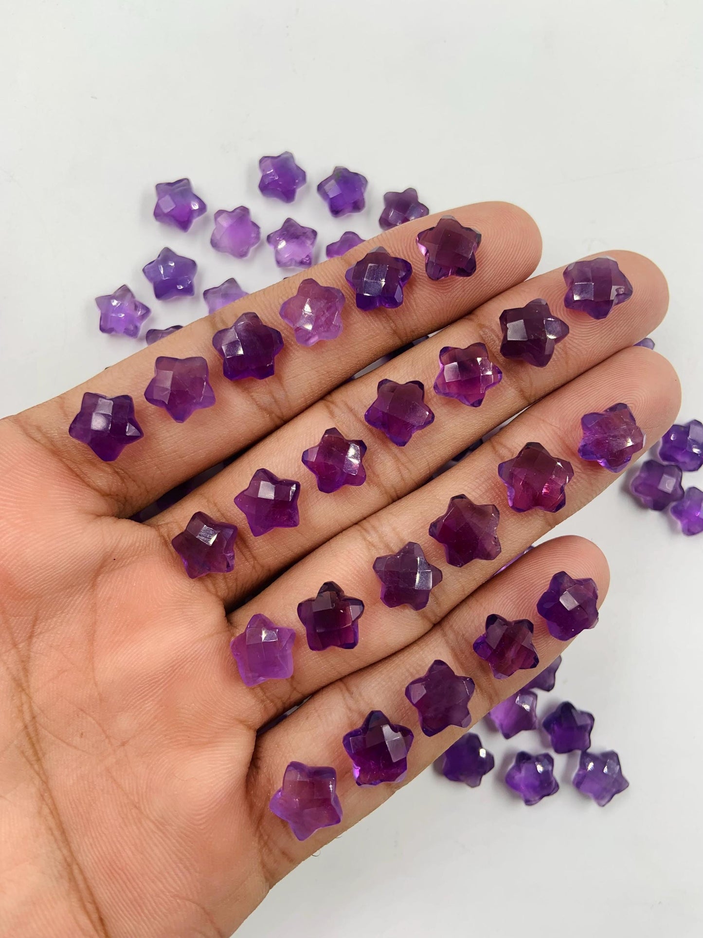 2 Pieces Natural Amethyst Hand Carved Star Shape Briolette's, Star Shape Gemstone For Jewelry,  Size 10mm , SKU - BBI111