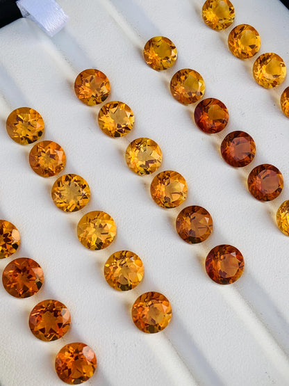 Natural Citrine Faceted Round Shape Cut Stone CALIBRATED Loose Stone Cut Round Jewelry Making Semi Precious Cut stone for ring gift for her