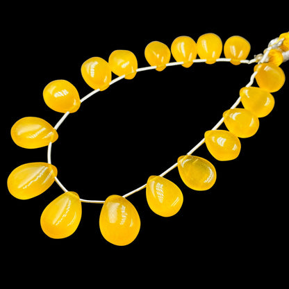 Monalisa Yellow Smooth Pear Shape Gemstone Briolette, Side Drilled Pieces, Teardrop Shape Strand, Monalisa Jewelry Making, SKU-BBI724