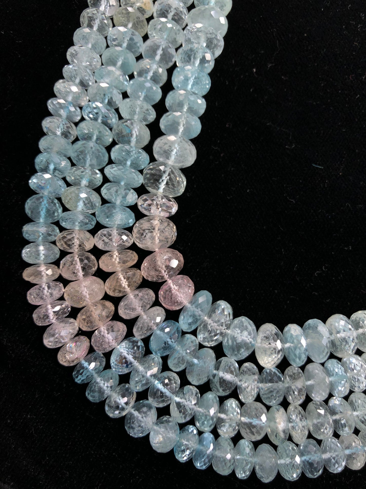 Natural Multi Aquamarine 9mm–11mm Faceted Rondelle Gemstone Beads