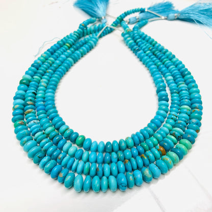 Arizona Turquoise Rondelle Beads: Smooth Gemstone Briolettes, 13-inch Strand