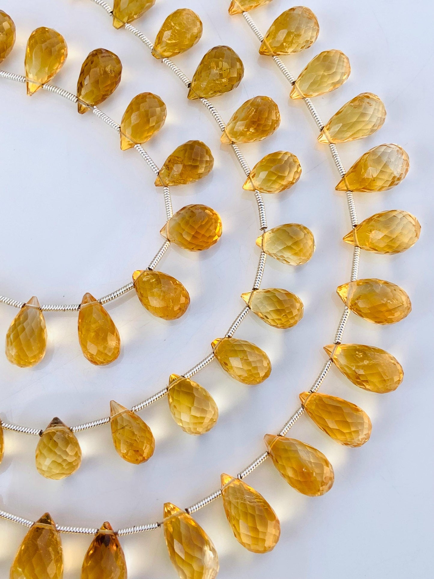 Natural Citrine Faceted Beads 5x8mm–6x9mm | Teardrop Briolette Gemstone Beads