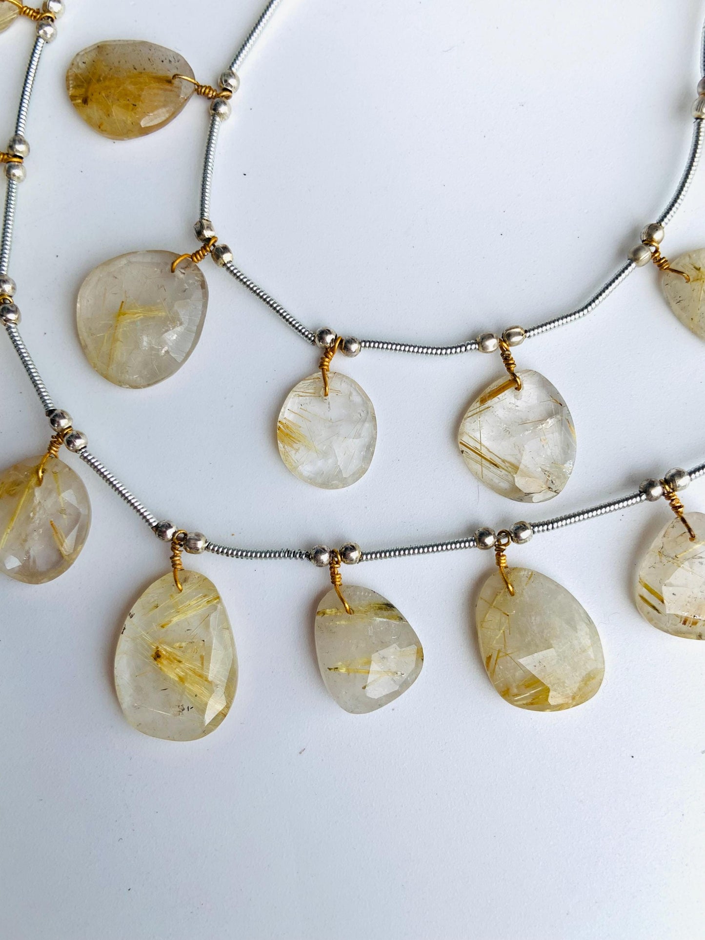 Natural Golden Rutile Rose Cut Slices Cabochons – Free Form Faceted Flat Back Gemstones