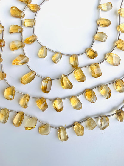 Natural Citrine Freeform Nugget Beads 12–14mm Faceted Side Drill
