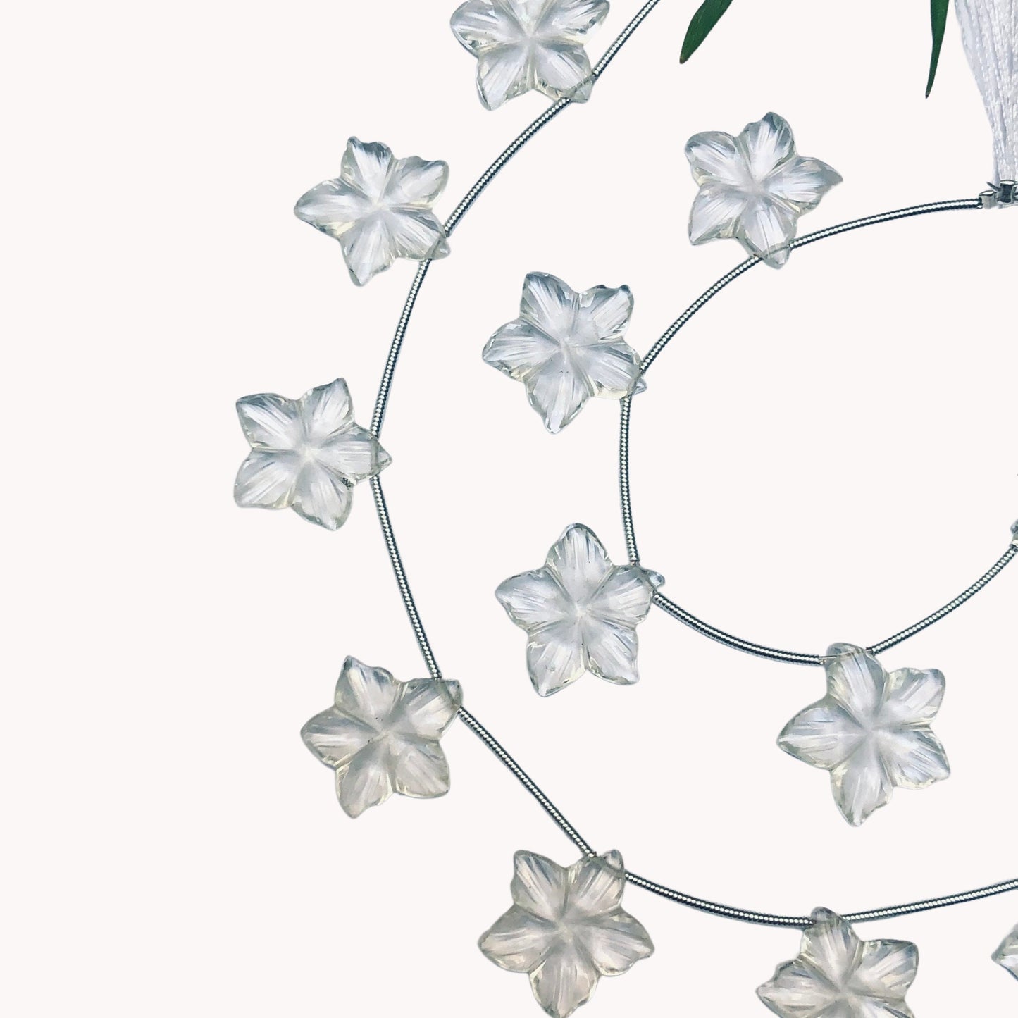 Natural Crystal Quartz Carved Flower Shape Briolette Side Drill Beads Flower Shape Gemstone beads size 15x15x3mm