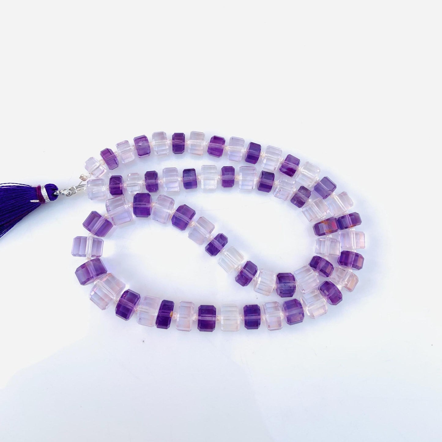 Natural Amethyst Faceted Tyre Gemstone Beads 15" Strand