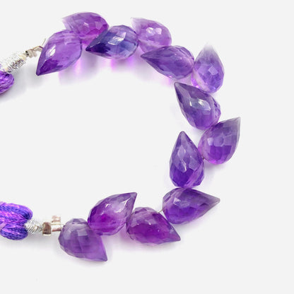 Natural Amethyst Faceted Buds Shape Beads 4" Strand