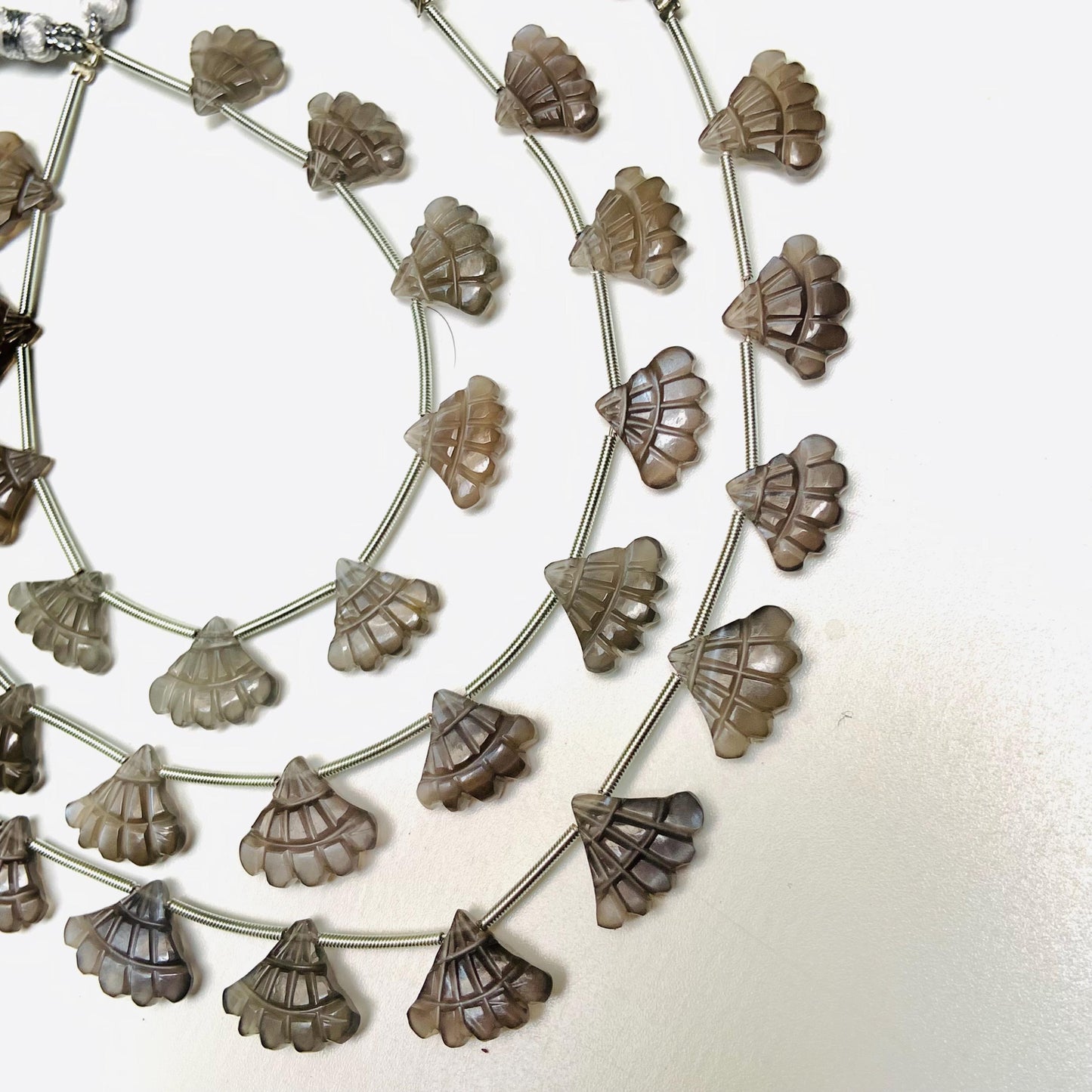 10 Pcs Natural Grey moonstone Triplet Carved Tree Shape Briolette Side Drill Beads Size 13x16x5mm fancy shape briolette for jewelry making