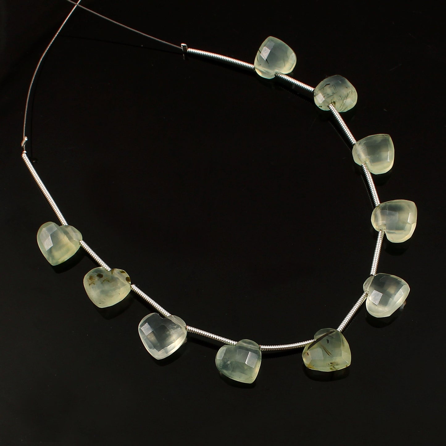 Natural Green Prehnite Heart Necklace 10mm Bridesmaid Gift Jewelry