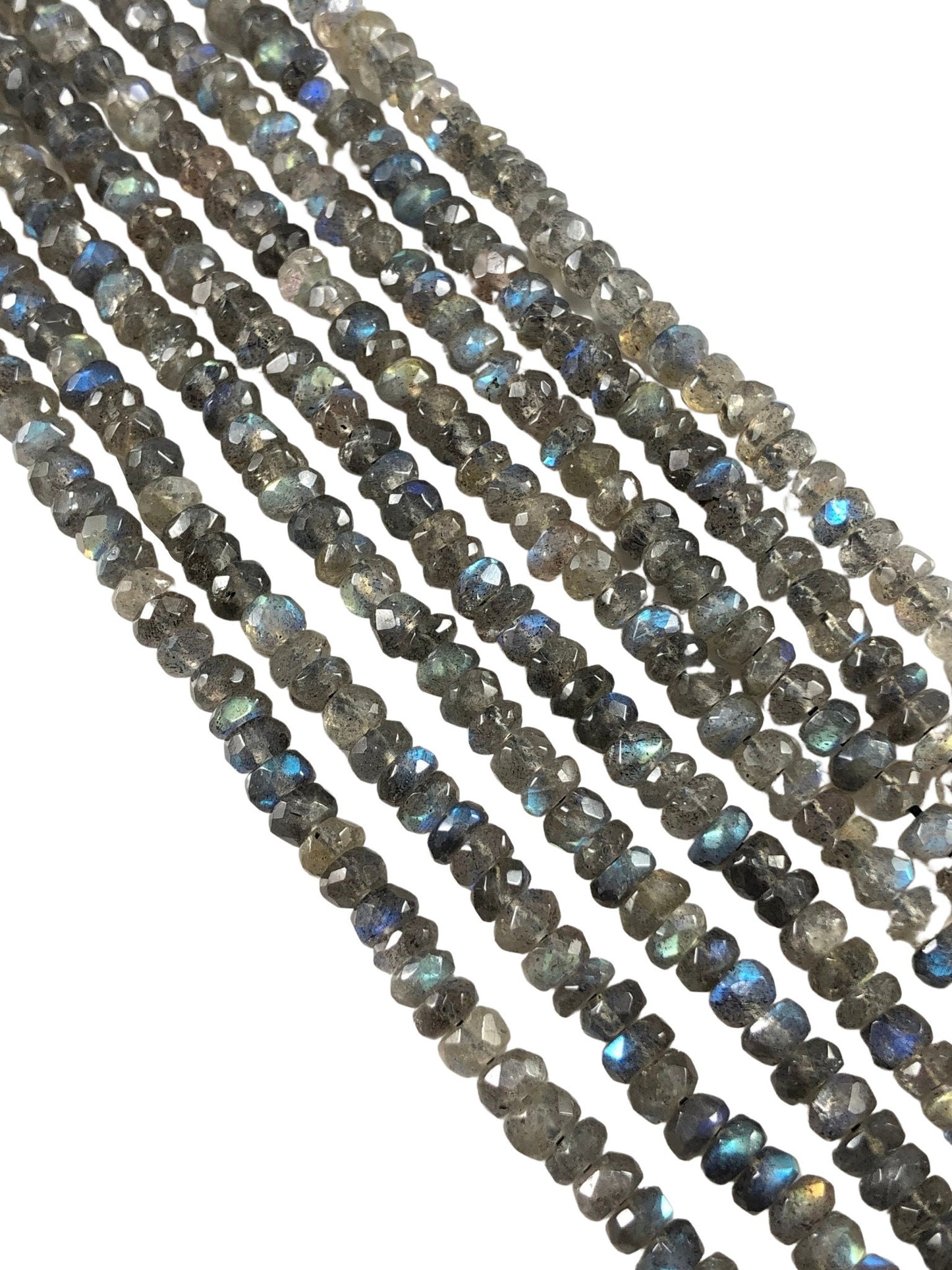 Natural Labradorite Rondelle Beads - AAA Faceted Gemstone, Blue Flash