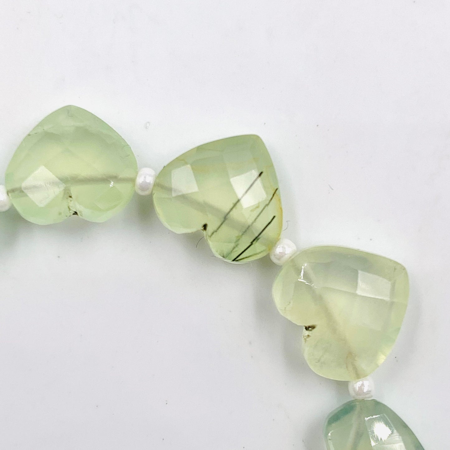 Natural Prehnite Heart Briolette Beads 10PCS Faceted Wholesale
