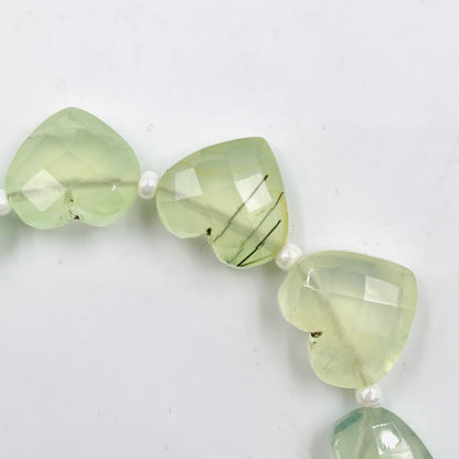 Natural Prehnite Heart Briolette Beads 10PCS Faceted Wholesale