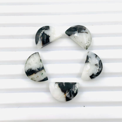 Natural Zebra Jasper Gemstone Beads, Faceted Half Moon "D Shape Beads, Carving Gemstone, Size 10x16 mm, Loose Beads For Jewelry,