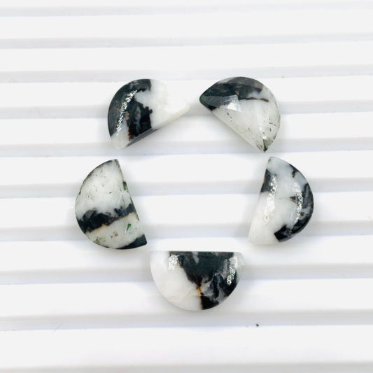 Natural Zebra Jasper Gemstone Beads, Faceted Half Moon "D Shape Beads, Carving Gemstone, Size 10x16 mm, Loose Beads For Jewelry,