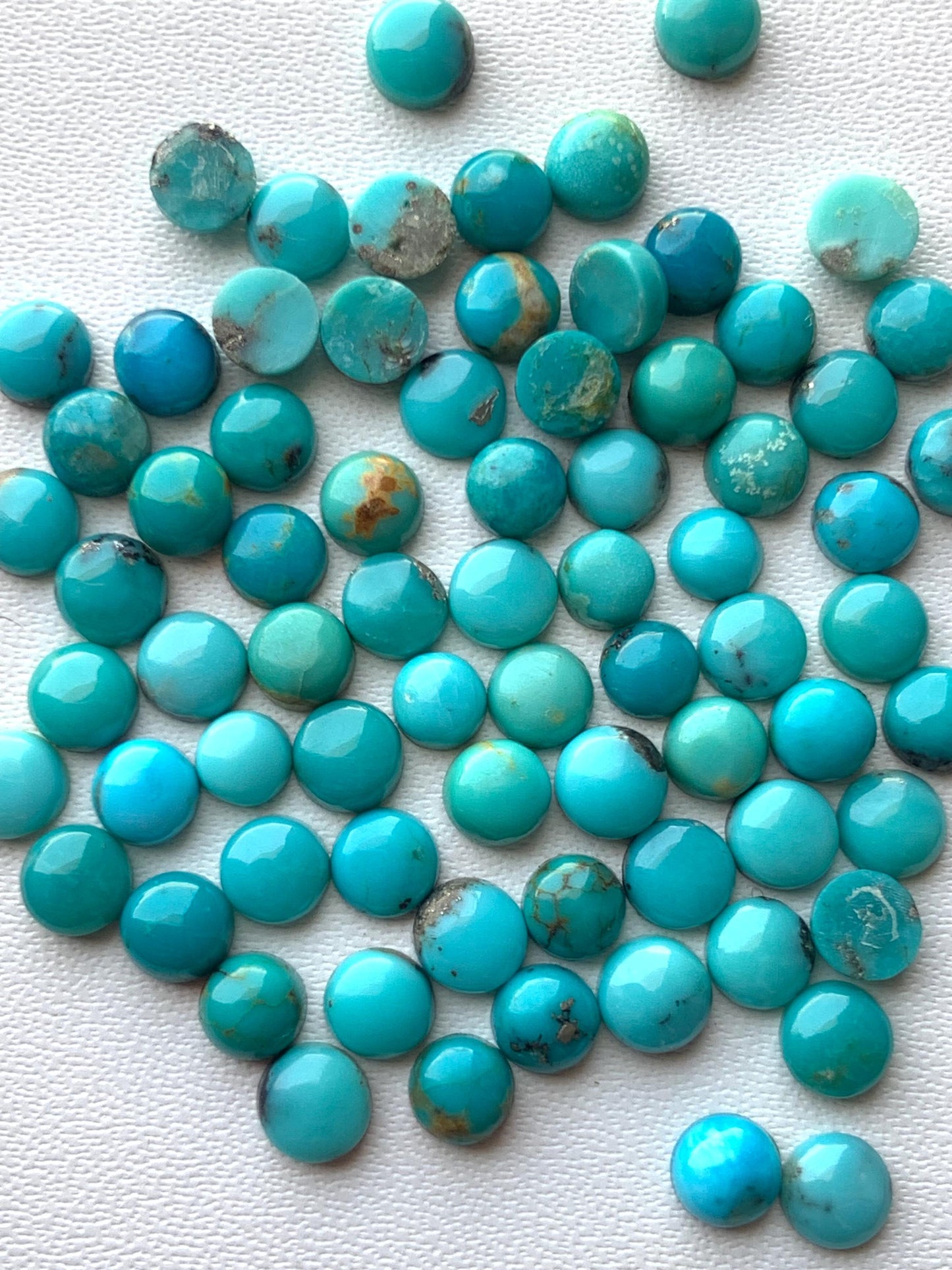 Natural Arizona Turquoise Smooth Round Gemstone Cabochon, CALIBRATED Loose Stone Cab, Round Jewelry Making Cabochons Semi Precious Cabochon