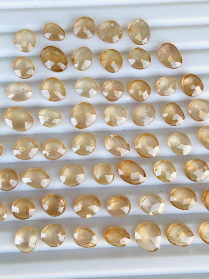 Natural Champagne Zircon Rose Cut Slices Cabochons, Faceted Rose Cut Flat Back Loose Gemstones, Champagne Brown Zircon Gemstone Slices Cut