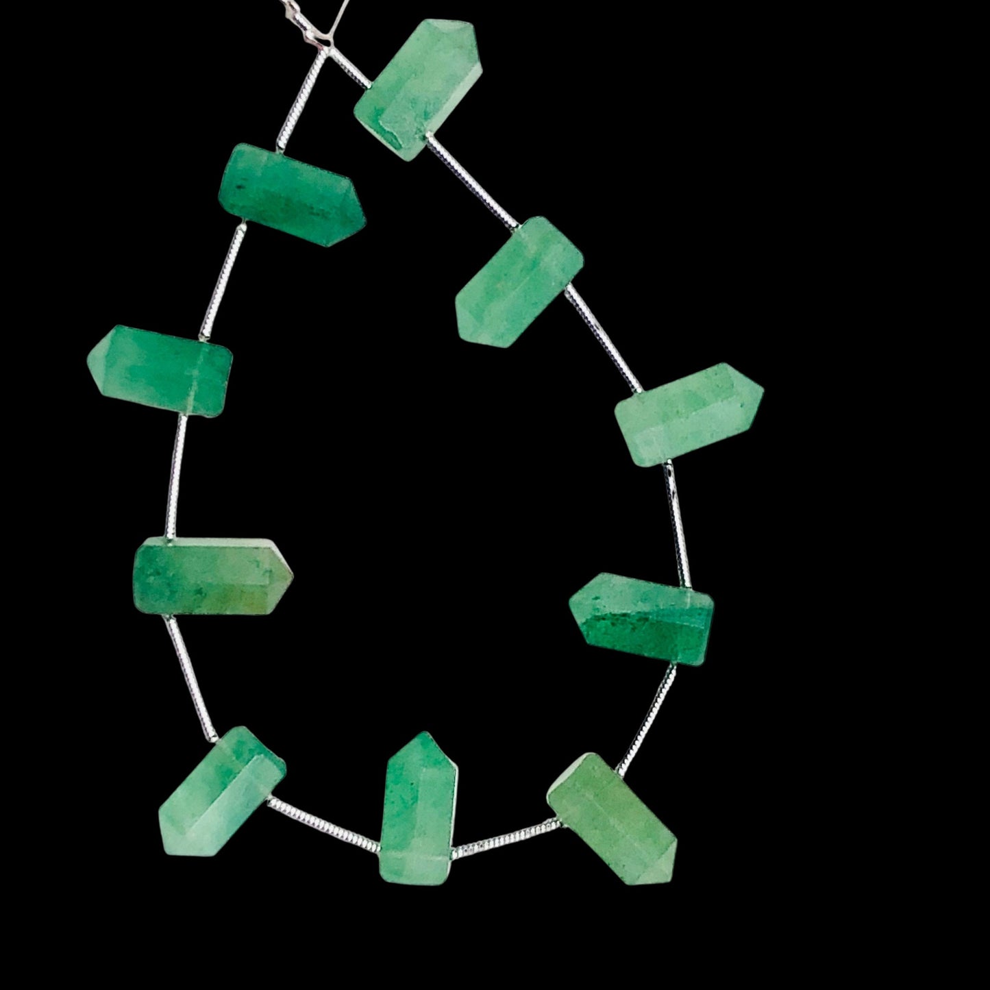 10 Pieces Natural Green Strawberry Faceted Pencil Shape Gemstone  Size 6x12mm One Side Point Pencil Fancy Briolette Handmade Gift Of Pendant