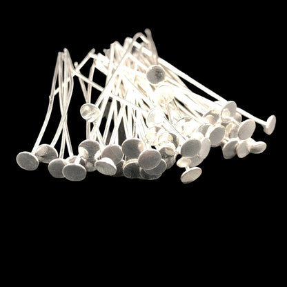 Silver-Plated Round Flat Headpins – 50 PCS 52mm Jewelry Making Findings