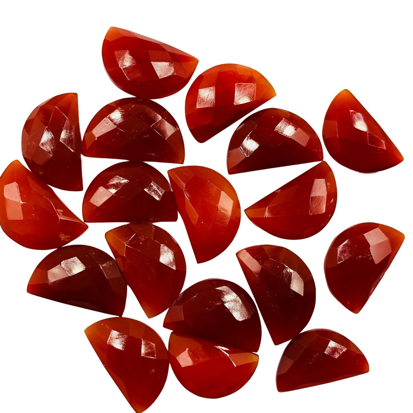 2 Pieces Natural Dark Carnelian Faceted D' Shape Semi Circle Gemstone, Size 10mmx16mm, Half Moon Shape Gemstone Briolette, SKU- BBI250