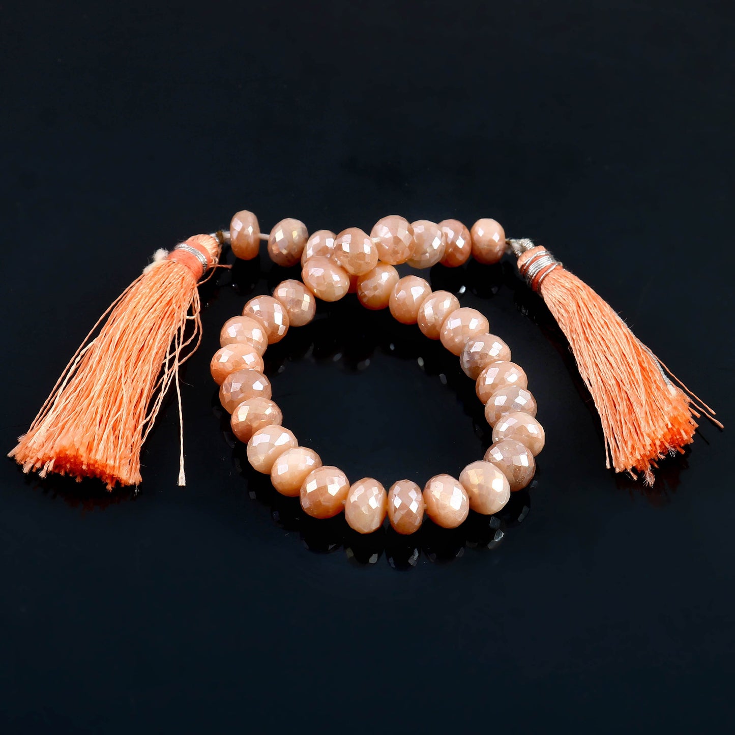 AAA Quality Natural Peach Moonstone Silver Coating Faceted Round Beads Briolette , Moonstone Gemstone Round Beads , 8mm 8" Inch SKU-BBI580