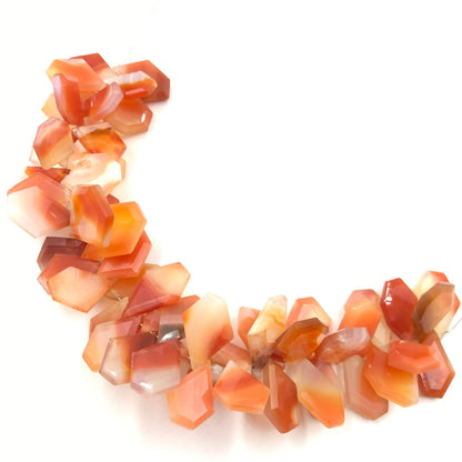 Shaded Carnelian Faceted Slice Cut Nugget Beads – Side Drill Gemstones