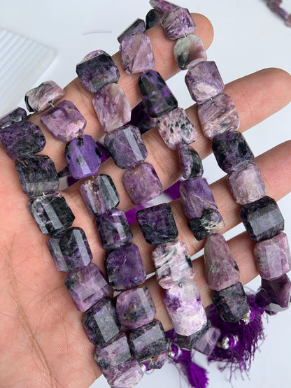 7 Inch Natural Charoite Fancy Shape Nugget beads Gemstone Briolette Charoite tumble Stones Faceted Gemstone Beads size 11x12mm gift for her
