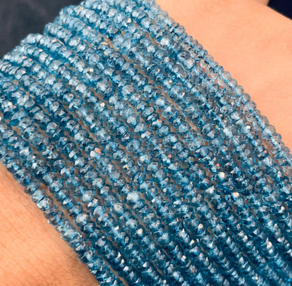 Crystal Blue Coated Faceted Roundel Beads Chinese crystal , Faceted Gemstone Rondelle Beads, Full Strand 13 Inch, Size 3mm