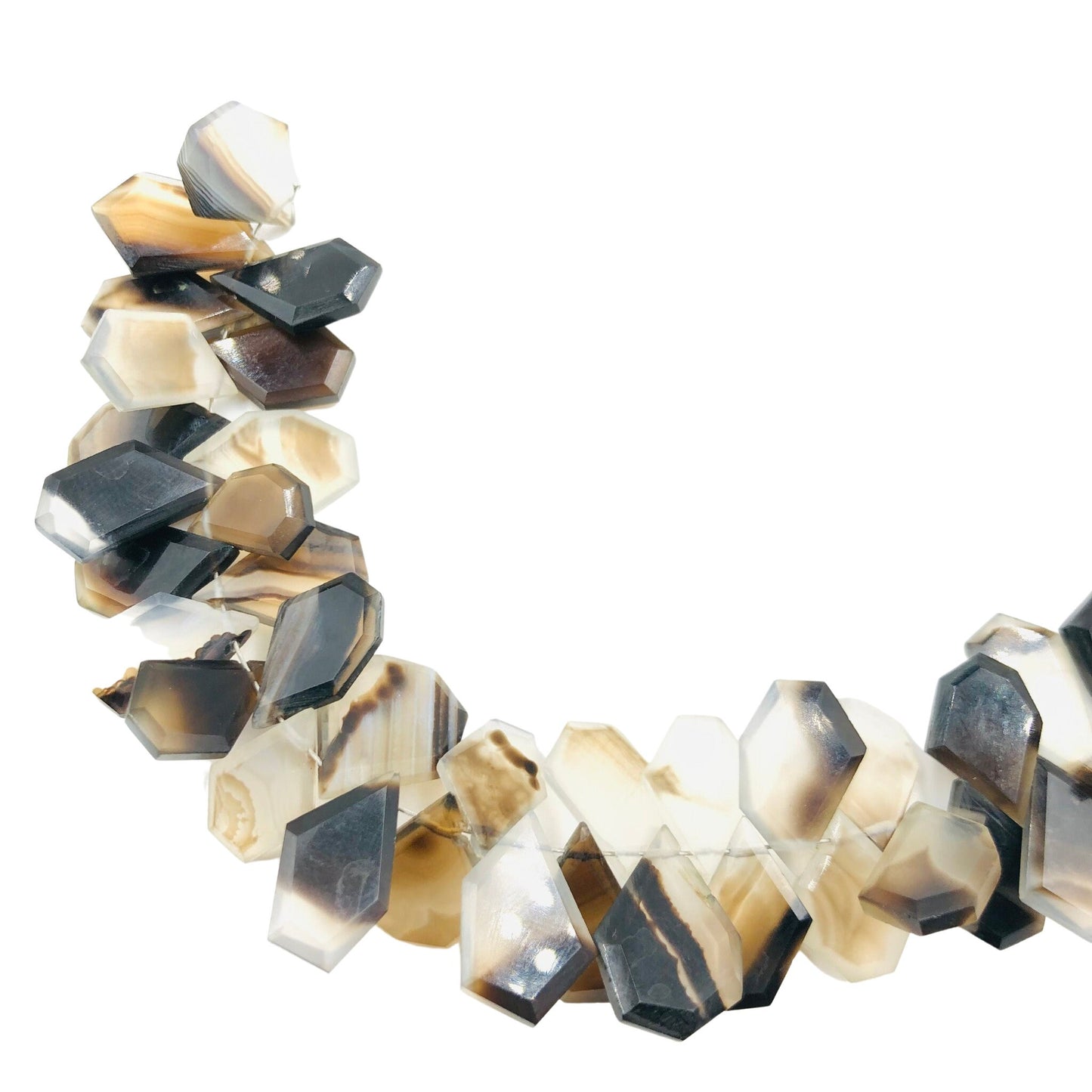 Natural Shaded Smoky Quartz Faceted Fancy Slices Cut Nugget Beads , Side Drilled, Genuine Shaded Smoky Quartz Gemstone Beads , SKU - BBI763