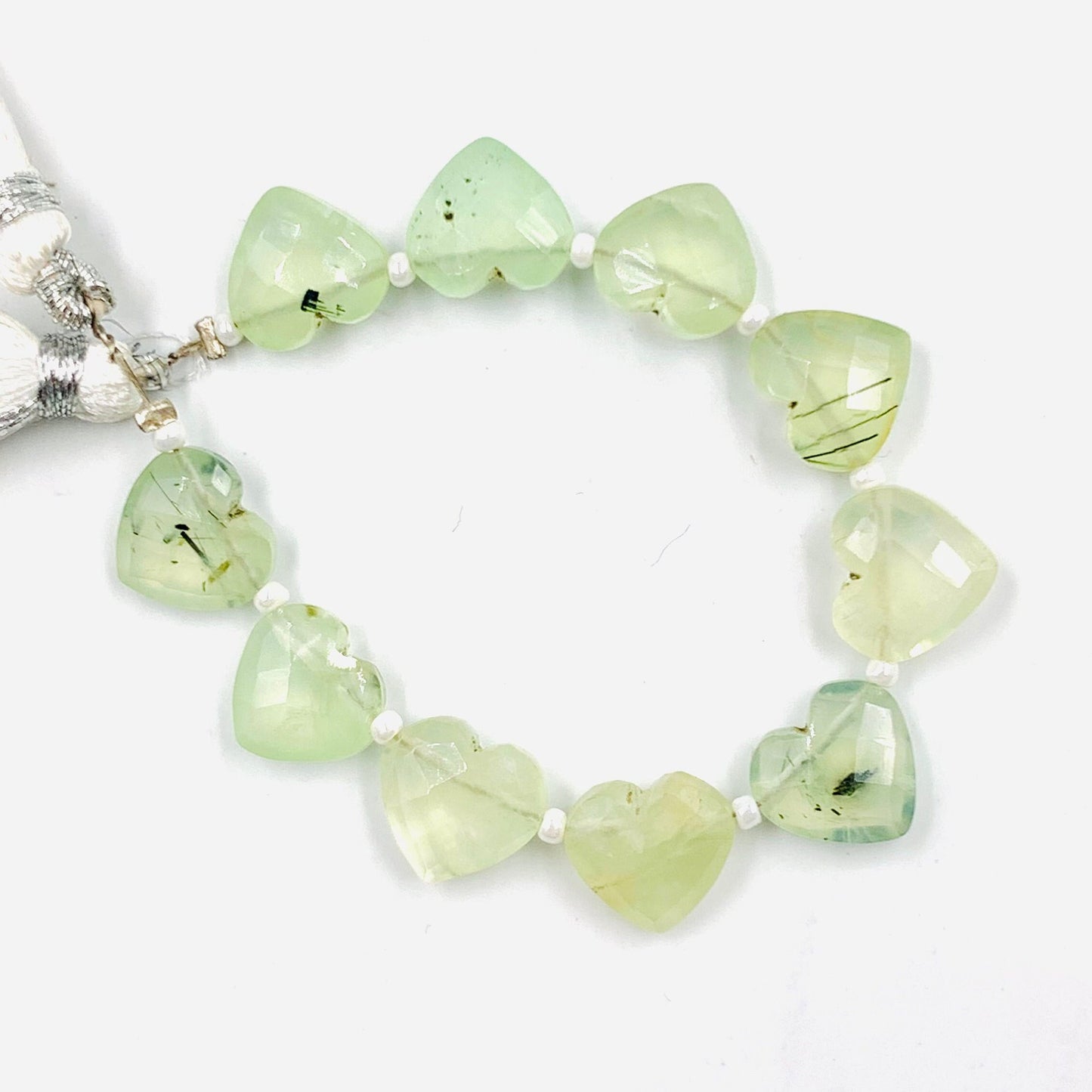 Natural Prehnite Heart Briolette Beads 10PCS Faceted Wholesale