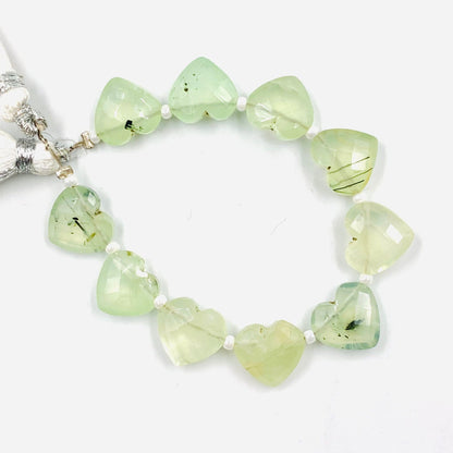 Natural Prehnite Heart Briolette Beads 10PCS Faceted Wholesale