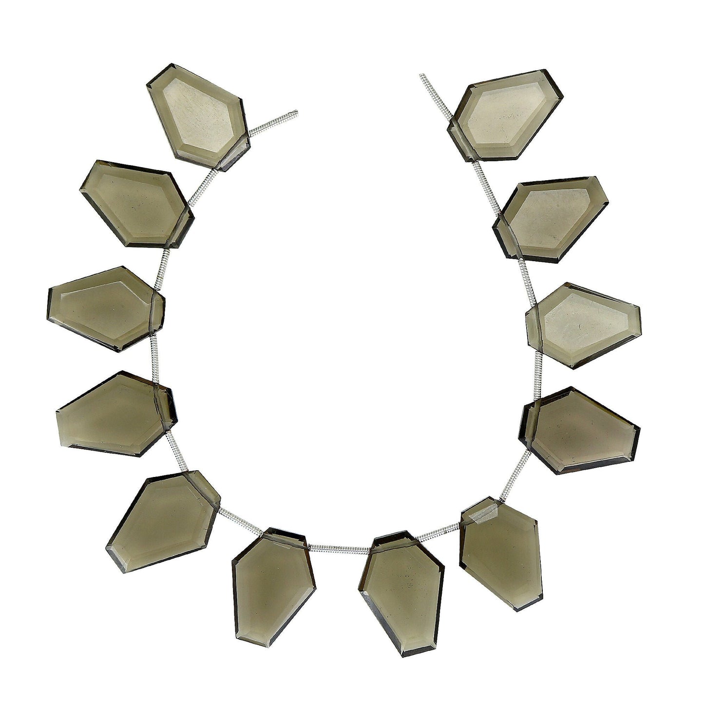 12 pcs Natural Smoky Quartz Coffin shape Gemstone Briolette Side Drill Beads | Beads For Jewelry | Wholesale Gemstone beads BBI914