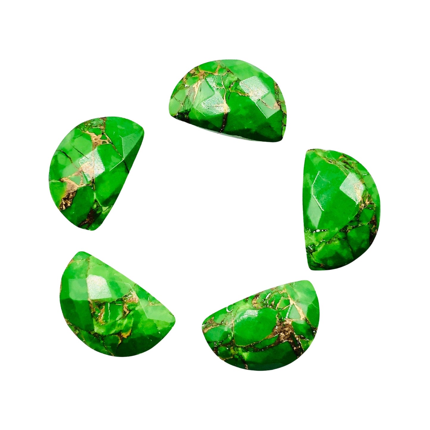 2 Pieces Green Copper Turquoise gemstone, Half Moon D - Shape gemstone, Earring Components, Half moon gemstone, Size 10x16mm, SKU - BBI241