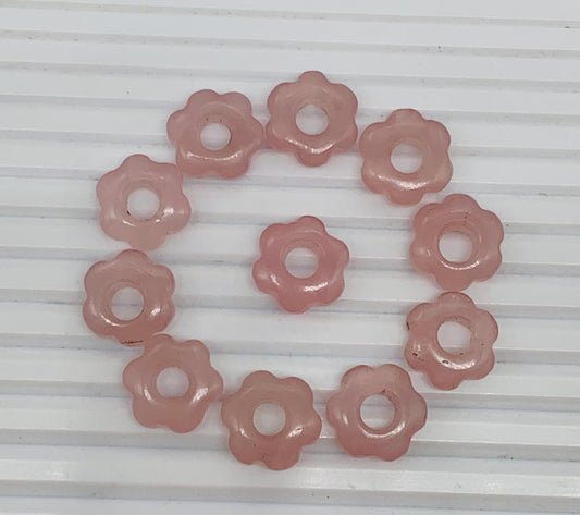 4 Pcs Natural Rose Quartz Smooth Flower Gemstone Beads 15mm Carved Flower Shape jewelry Rose Quartz Gemstone Jewelry Handmade Bracelet Beads