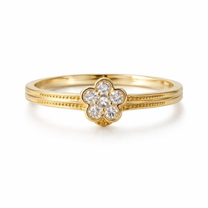 Dainty CZ Flower Ring | Gold Plated Sterling Silver, Minimalist Gift