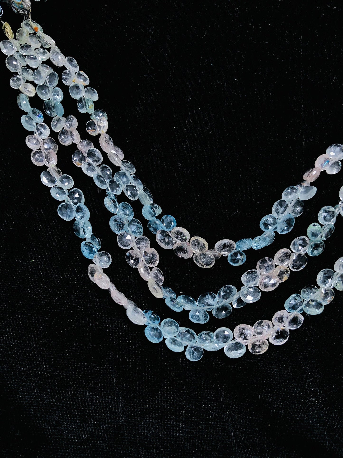 Natural Multi Aquamarine Heart Briolette Beads Faceted Gemstone for Jewelry Making