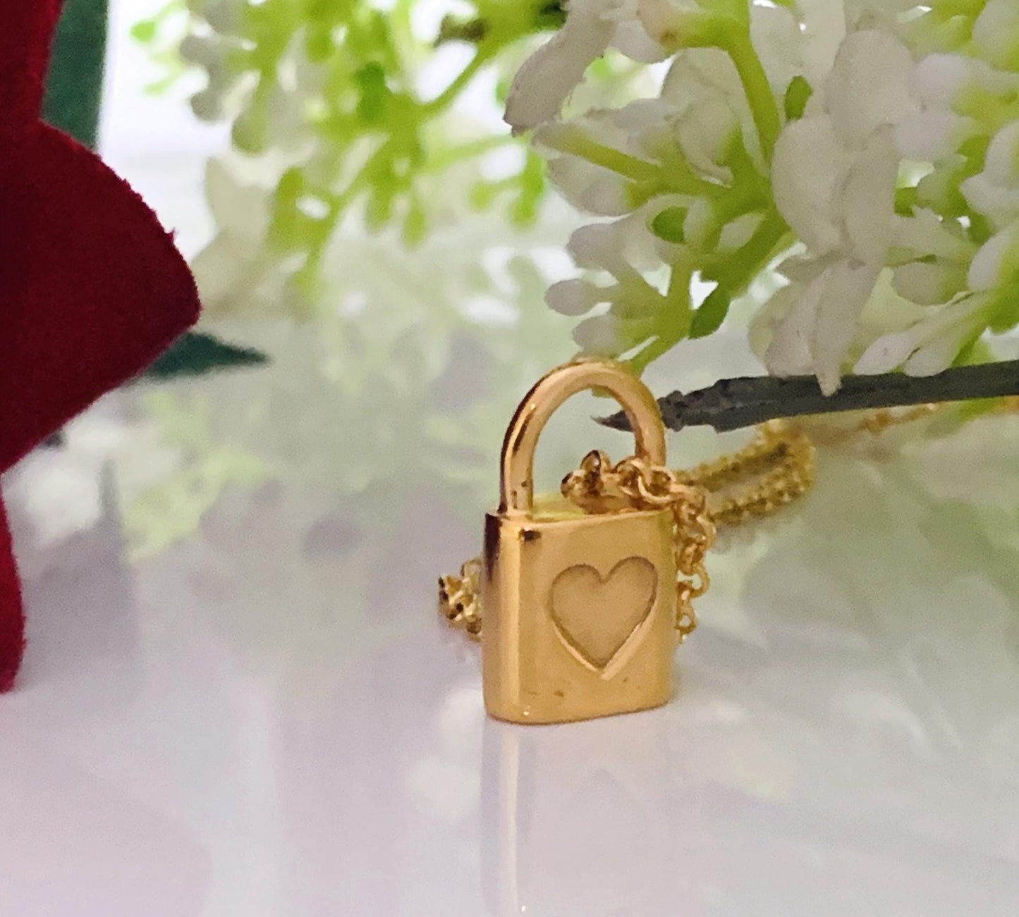 Personalized Love Lock Necklace – Dainty Initial Silver or Gold Gift for Her