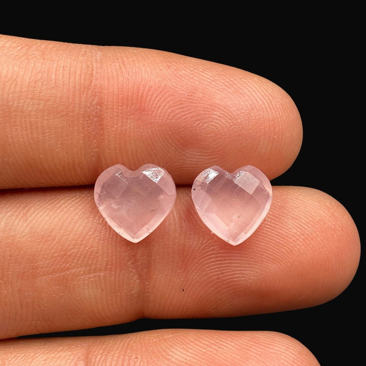 Natural Rose Quartz Faceted Carved Heart Shape Loose Gemstone Beads , Carved Heart Shape Gemstone Briolette , Gemstone Heart Beads BBI304