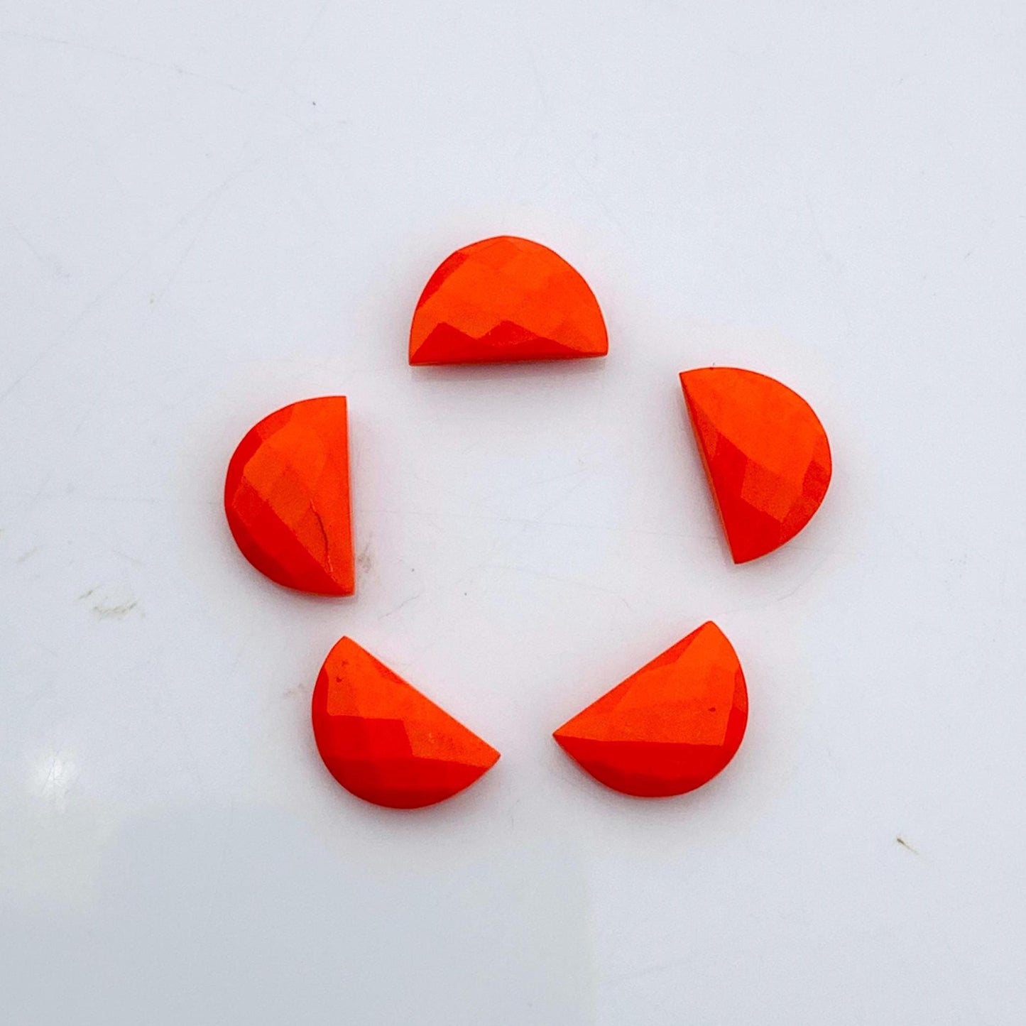 Synthetic Red Coral Semi circle Faceted Half Moon "D Shape gemstone Beads, Size 10x16 mm Carving Gemstone Beads For Jewelry gift for her