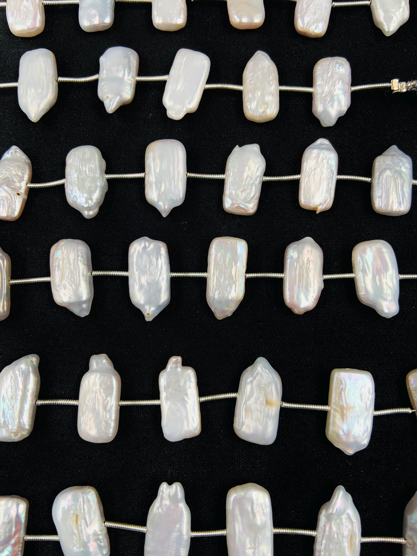 Natural Crystal White Rectangle Pearl Glass Beads Genuine Fresh water Pearl for Women's jewelry Size 10x18mm 8 Inches Wedding jewelry pearl