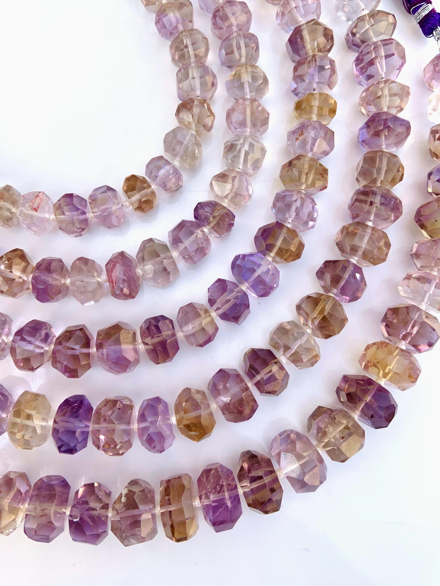 Natural Ametrine Faceted Tumble Cubes Center Drill Natural Gemstone Beads Ametrine Faceted Beads | Ametrine Cube beads | 8 Inches Strand